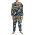 thumbnail image 3 of Fotbe Colorful Plant Turtle Pijama de Hombre con Estampado de Manga Larga, Conjunto de 2 Piezas, Ropa de Dormir Suave y Cómoda con Bolsillos-Medium, 3 of 7