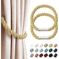 thumbnail image 1 of 2 Pack Strong Magnetic Curtain Tiebacks Modern Simple Style Drape Tie Backs Convenient Decorative Weave Rope Curtain Holdbacks for Thin or Thick Home & Office Window Draperies (Gold), 1 of 5