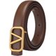 thumbnail image 1 of Cinturones de cuero genuino casual para mujer jeans vestidos abrigos y pantalones cintura fashion con hebilla oro estilo V ajustables, 1 of 3