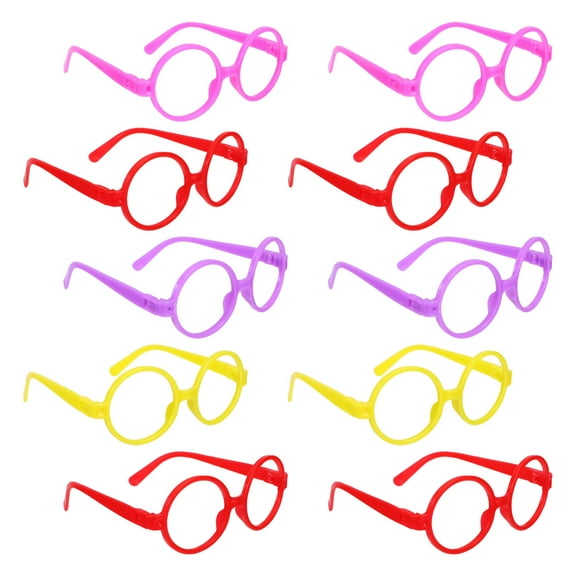 LULULION Fake Round Glasses Plastic Frames Assorted Color 10PCS