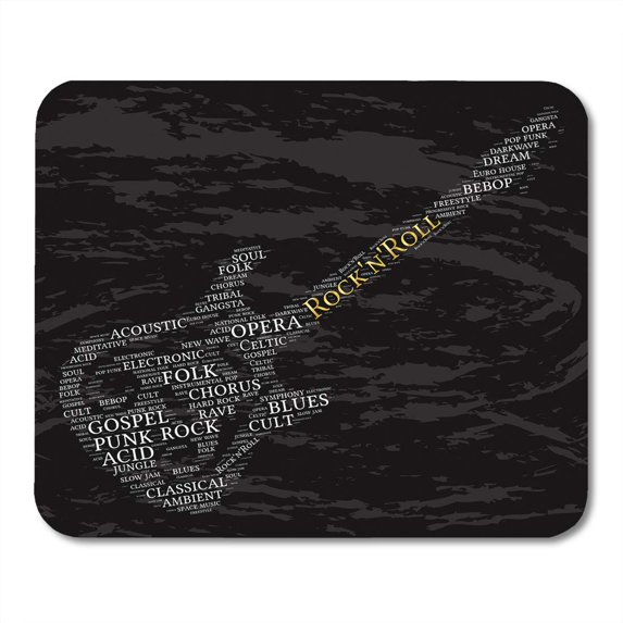 SIDONKU Acid Rock N Roll Word Cloud Guitar Music Acoustic Ambient Bebop Blues Mousepad Mouse Pad Mouse Mat 9x10 inch