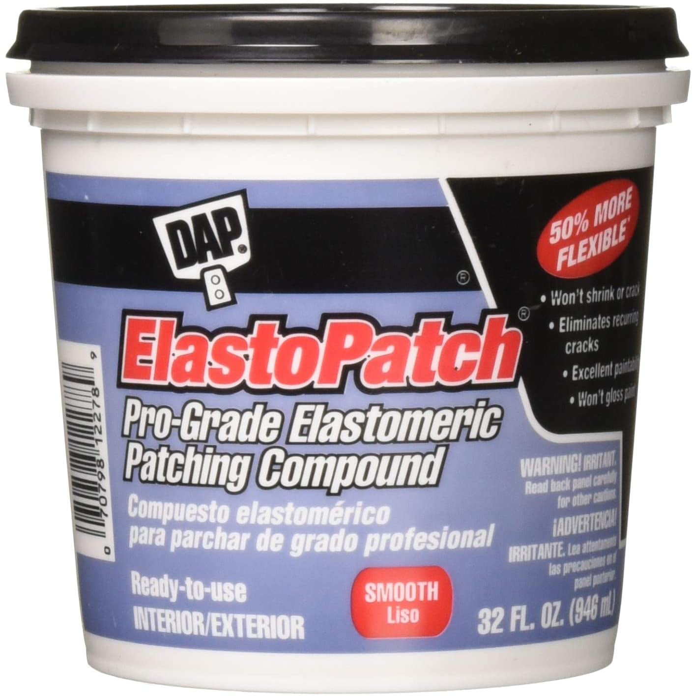 12278 Elastomeric Patch and Caulking Compound, 1-Quart Tub, Packaging may  vary,White - Walmart.com