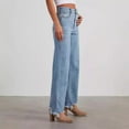 thumbnail image 5 of JGNGSHN Women's Wide Leg Jeans Fashion High Waist Pants Side Seam Stitching Frayed Denim Pant, 5 of 6