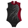 thumbnail image 5 of Alvivi Kids Girls Shiny Rhinestone Sleeveless Gymnastics Leotard Skating Ballet Dance Bodysuit Burgundy 10, 5 of 7
