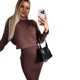 thumbnail image 5 of Vestido elegante de punto a rayas para mujer, traje Sexy de dos piezas de longitud media, color liso, moda de invierno, 2024, 5 of 5