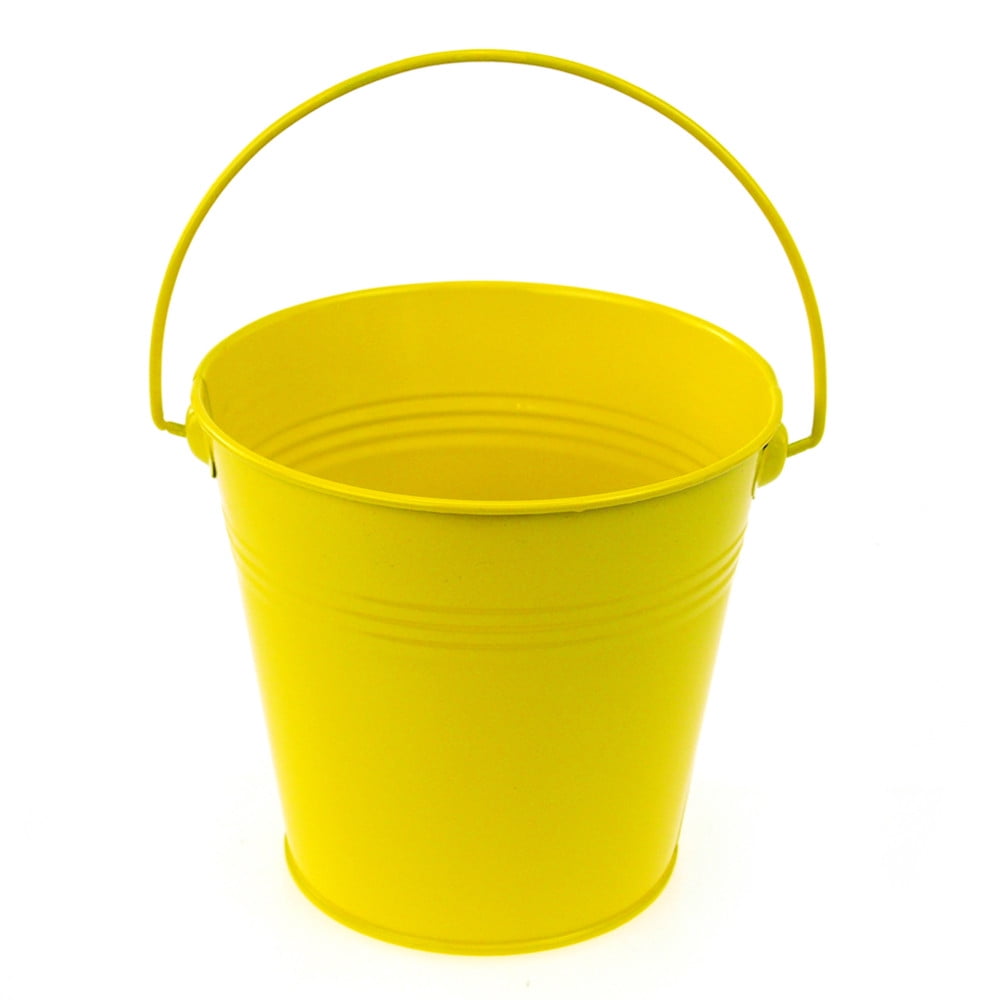Metal Pail Buckets Party Favor, 5inch, Yellow