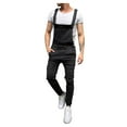 thumbnail image 2 of Jacenvly Cargo Pants for Men Long Cargo Pants High Waisted Pocket Plain Mens Pants Washed Bib Overalls Casual Ripped Jumpsuits Rompers, 2 of 9