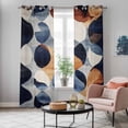 thumbnail image 5 of Navy Blue Burnt Orange Kitchen Curtains 84 Inch Length, Retro Abstract Geometric Grommet Top Bedroom Living Room Curtains, Light Filtering Cafe Curtain Drapes 2 Panels Set 84''x84'', 5 of 9