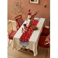 thumbnail image 4 of Table Runner Dresser Scarves Snowman Christmas Tree Cotton Linen Burlap Table Cover Winter Snowflake Red Base Table Runners for Family Kitchen Dining Holiday Party Banquet Decor, 4 of 5