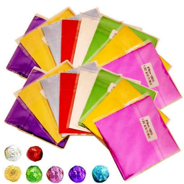 VONKY 100pcs Square Aluminum Foil Wrappers package Square wrappers Wrappers Colorful Package for Sweets package Square Candy Chocolate Lollipops