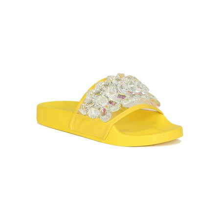 

Women Crystal Jeweled Open Toe Slide Sandal 18820