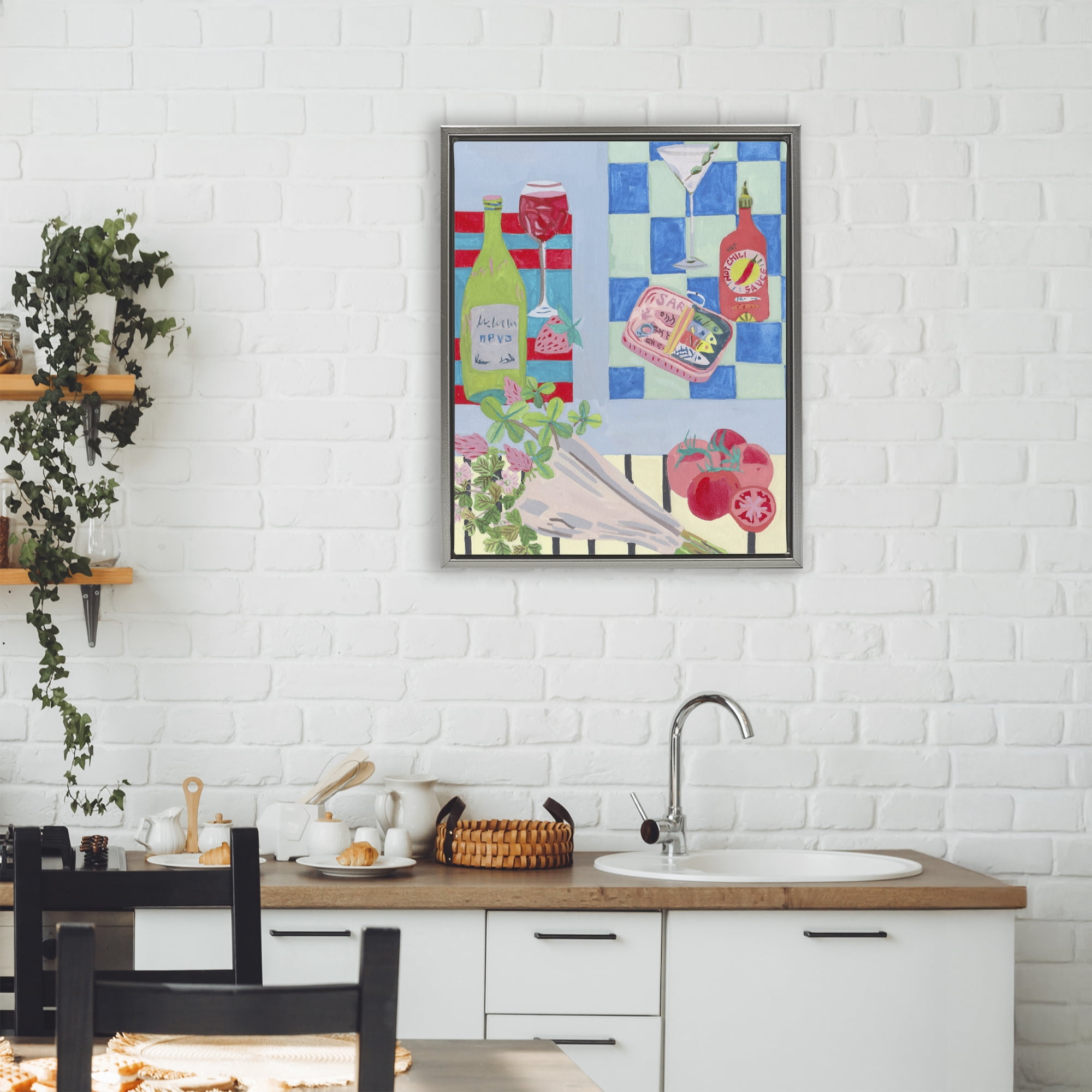 Stupell Industries Saucy Kitchen Secrets Gray Framed Floater Canvas Wall Art, design by Melissa Wang