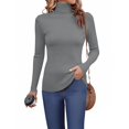 thumbnail image 2 of Women's Winter High Neck Solid Color Long Sleeve Pullover Knitted Bottoming Sweater, Warm and Slim, Great for Layering and Cold Weather,Gray,One Size, 2 of 6