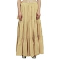 thumbnail image 5 of Bimba Women's Casual Wear Solid Crinkle Tiered Cotton Wrap Skirt- Beige, 5 of 5