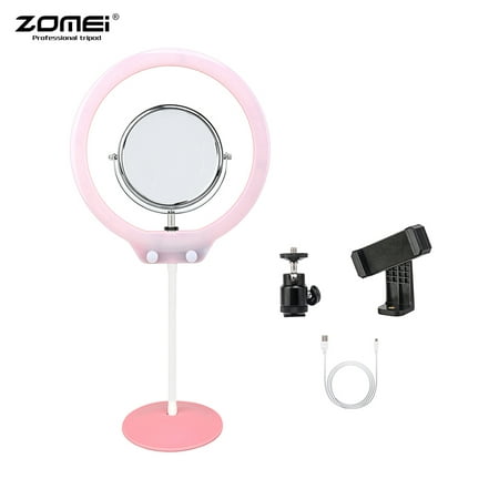 ZOMEI ZM128 Portable Camera Photo Studio Phone Video 128 LED Ring Light 3200K-5600K Bi-color Dimmable Beautify Lamp with Mirror and Phone Clamp for iPhone X/8/7 Plus for Canon Nikon Sony