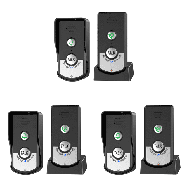 Intercomunicador de voz de 2 vías ABS Unidad de sistema de timbre intercomunicador inalámbrico (negro)