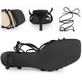 thumbnail image 5 of BLISSFUL STEP Women's Heels Knot Lace Up Strappy Square Toe Kitten Heel Sandals  Black 6, 5 of 5