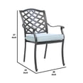 thumbnail image 4 of Wynn Outdoor Patio Metal Dining Chair, Set of 2, Light Blue- Saltoro Sherpi, 4 of 5