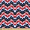 thumbnail image 1 of Tribal Fabric by the Yard, Cultural Chevron Aztec Pattern with Waving Geometric Zigzags Folk Design, Upholstery Fabric for Dining Chairs Home Decor Accents, Red Coral Dark Blue by Ambesonne, 1 of 5
