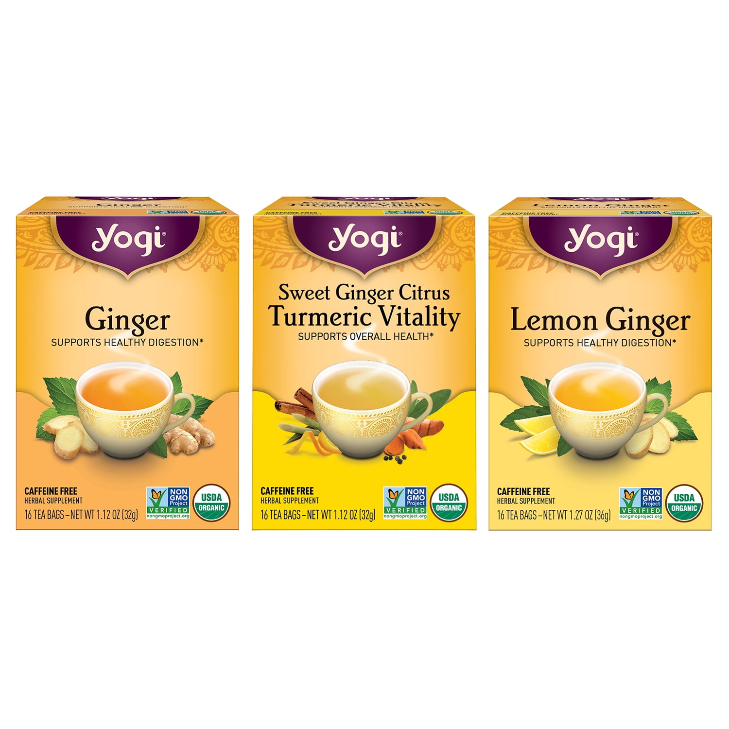 Yogi Tea Ginger Tea Variety Pack Sampler, CaffeineFree , Wellness Tea