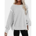 thumbnail image 5 of Women Oversized Sweatshirts Crewneck Side Slit Pullover Long Sleeve Casual Tops, 5 of 7