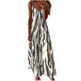 thumbnail image 2 of Gamivast Dresses for Women Spaghetti Strap V Neck Loose Fit Flowy Maxi Dress Geometric Striped Print Asymmetrical Hem Comfy Casual Beach Vacation Summer Dresses, 2 of 5