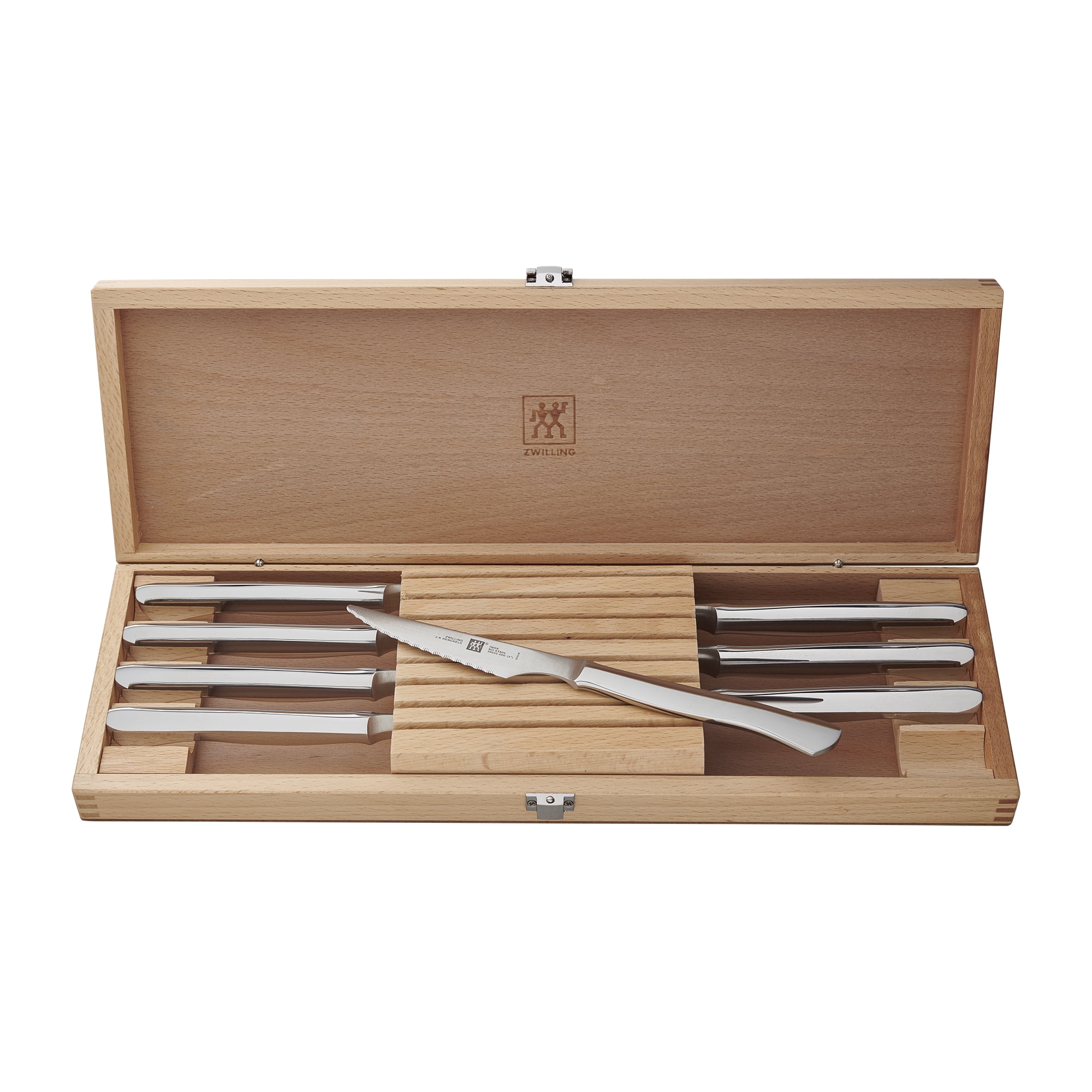 ZWILLING 8-pc 4.5" Stainless Steel Steak Knife Set with 16.5" x  6" Case