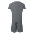 thumbnail image 5 of JIKNTTR Men's 2 Pieces Shirt Sets Sports Solid Color Round Neck T Shirt Shorts Summer Suit Casual Fashion Versatile Suit Clothing Leisure Walking Suit, 5 of 5