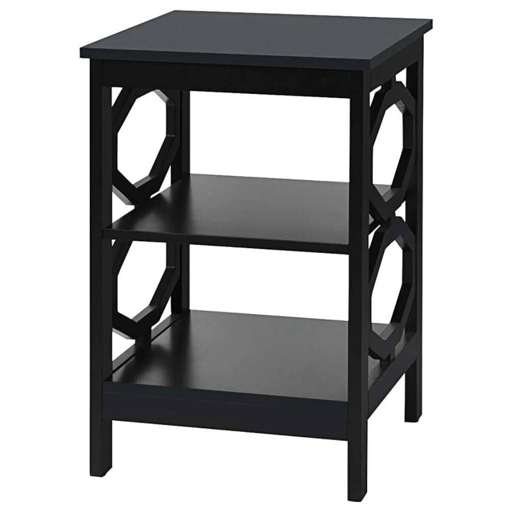 Finihen Side End Table, 3-tier Nightstand Sofa Side End Accent Table, Bed Side Tables, for Living Room, Bedroom, Black