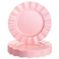 thumbnail image 1 of Elegant Plastic Plates for Party with Scalloped Rim (10 PC), Disposable Heavy-Duty Cake Plates for Wedding Reception - 8.75”, Fancy Plastic Dinnerware Sets for Baby Showers, Birthdays & Events - Pink, 1 of 4