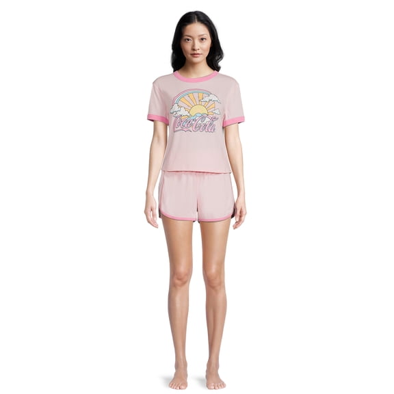 Coca-Cola Women's Ringer Tee and Short Sleep Set, 2-Piece