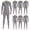 Charcoal Gray, variant on 6 Pack of 2pc Thermal Sets for Men, Base Layer Long Johns Underwear, Top & Bottom, Cotton, Solid Colors (Large, Navy Blue)