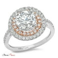 thumbnail image 3 of 2.6 ct Round Cut Moissanite with Simulated Diamond Halo Accents 14K White/Rose Gold Womens Engagement Ring, 3 of 6