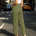 thumbnail image 4 of cocolona Womens Casual High Waist Wide Leg Pants Elastic Waist Drawstring Straight Vacation Lounge Pants with Pockets, 4 of 5