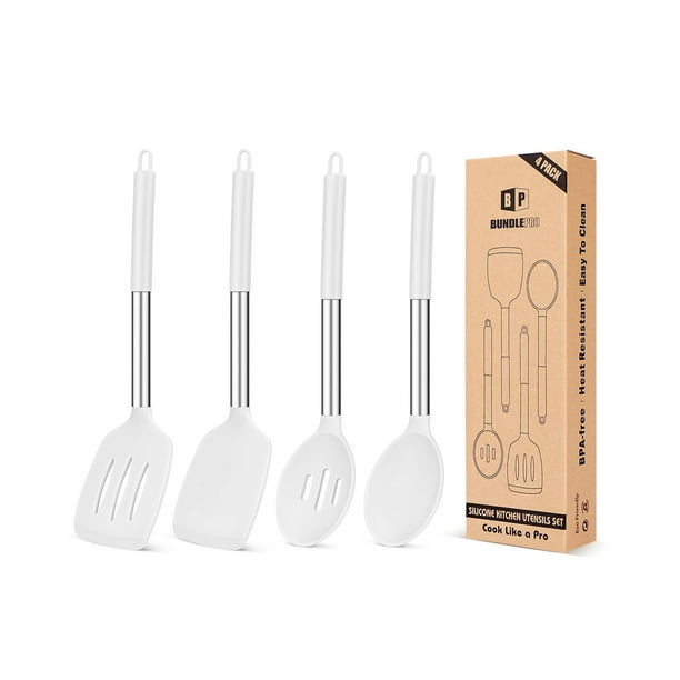 Juego de utensilios de cocina Bundlepro, silicona antiadherente, 4 piezas