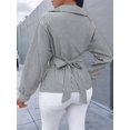 thumbnail image 4 of Summer Tops for Women Trendy Striped Button Front Long Sleeve Blouse Black XXL, 4 of 6