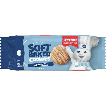 Pillsbury Soft Baked Cookies, Sugar with Icing, 9.53 oz, 18 ct