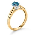 thumbnail image 3 of Gem Stone King 10K Yellow Gold London Blue Topaz Solitaire Engagement Ring for Women (1.00 Cttw, Oval 7X5MM, Gemstone November Birthstone, Size 8), 3 of 4