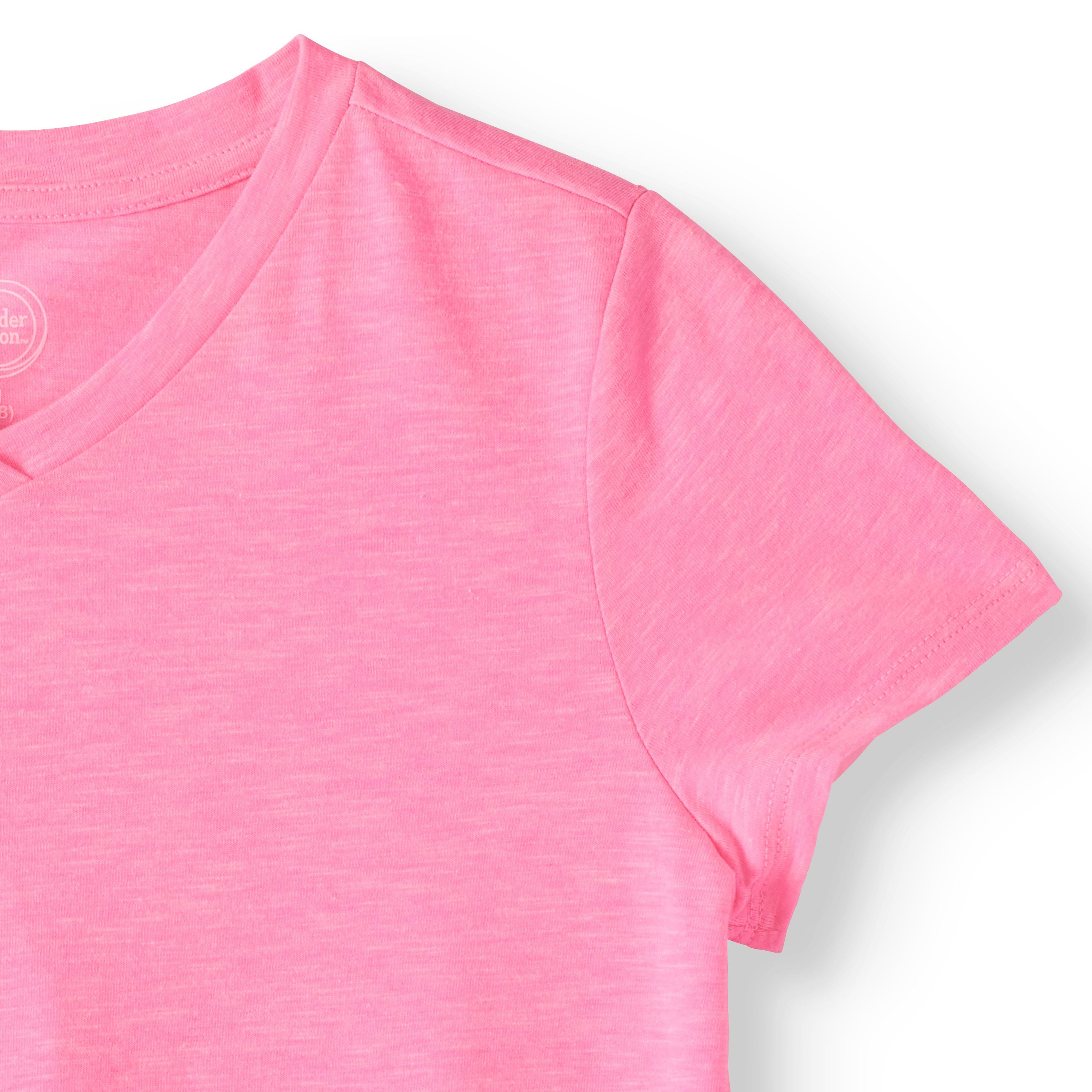 V-Neck Short Sleeve Tee (Little Girls & Big Girls) - Walmart.com