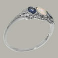 thumbnail image 3 of LBG British Made 925 Sterling Silver Natural Opal & Sapphire Womens Promise Ring - 33 size options - Size 9.5, 3 of 5