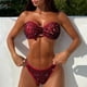 thumbnail image 1 of Trajes de baño Amzcrzy Tankini para mujer, trajes de baño, conjunto sólido para mujer, traje de baño de dos piezas con sujetador relleno, trajes de baño con lentejuelas, ropa de playa, vino, L, 1 of 4