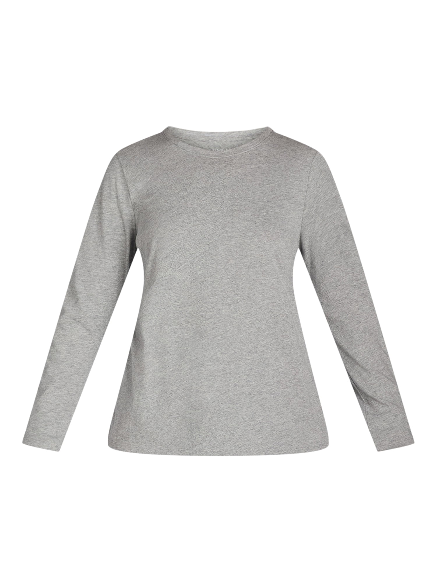 Time and Tru Women's Cotton Crewneck Tee with Long Sleeves, Single and 3 Pack, Sizes XS-XXXL