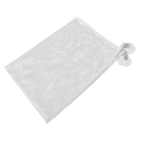 GOOHOCHY White Mesh Bag for Bath Toys and Supplies with Suction Cup Home Use Polyester 1 Piece