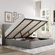 thumbnail image 1 of Bedroom furniture large lift storage bed, modern wing-back headboard, no springs required, hydraulic storage, light beige My Lux Decor Round, 1 of 11
