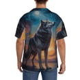 thumbnail image 3 of Fuzoiu Moonlit Night Sky Wolf Print Men's Casual Short,Men's Short Sleeve Shirt,Mens Casual Button Down Shirts,Cuban Collar Summer Shirt for Beach, Vacation, and Outdoor Activities-4X-Large, 3 of 5
