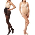 thumbnail image 3 of Cuteam Pregnant Women's Plus Size Silky Stockings Pantyhose Stretchy Tights One Size, 3 of 5