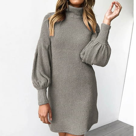 zanvin Women's Turtleneck Sweater Dress Casual Knit Loose Long