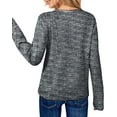 thumbnail image 4 of UVN Long Sleeve Shirts for Women Fall V Neck Waffle Knit Blouses Dressy Casual Tunic Tops Ladies Work Clothes, 4 of 8