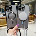 thumbnail image 3 of Crossbody Lanyard Gradient Glitter Magnetic Case For iPhone 15 14 13 12 11 Pro Max Plus For Magsafe Plating Soft TPU Back Cover, 3 of 6