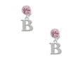 thumbnail image 2 of Delight Jewelry Silvertone Large Initial - B - Pink Crystal Clip on Earrings, 2 of 5